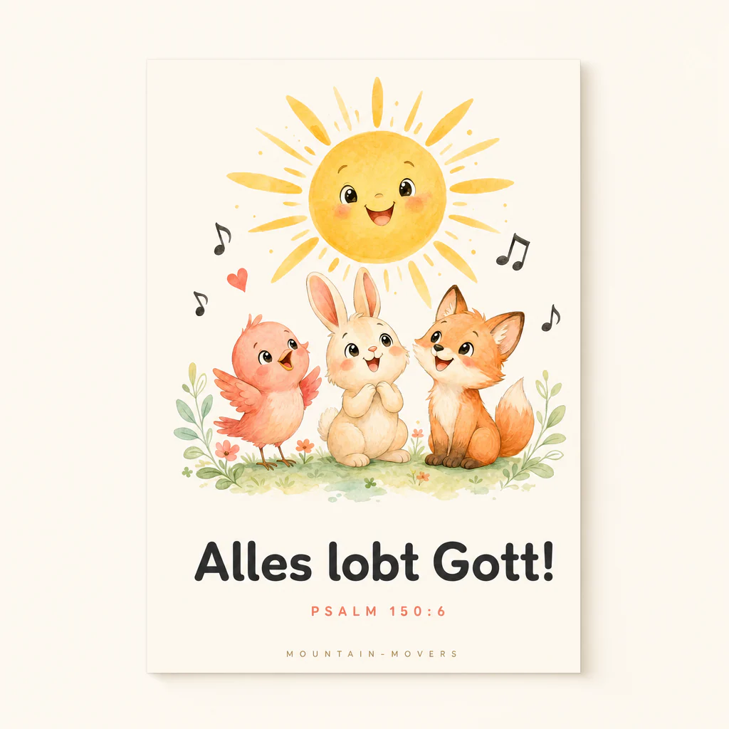 Alles lobt Gott, Sonne Tiere Kinderposter A4