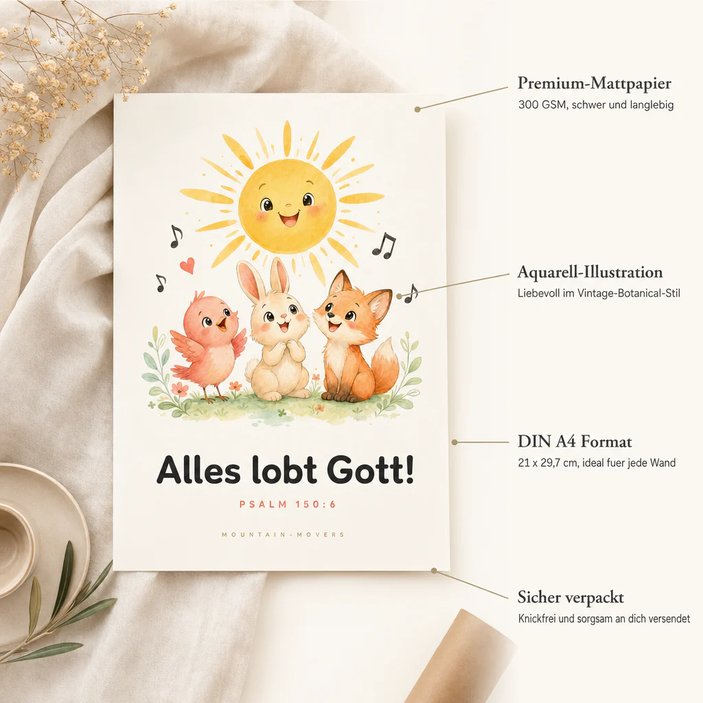 Alles lobt Gott, Sonne Tiere Kinderposter A4 - Image 3