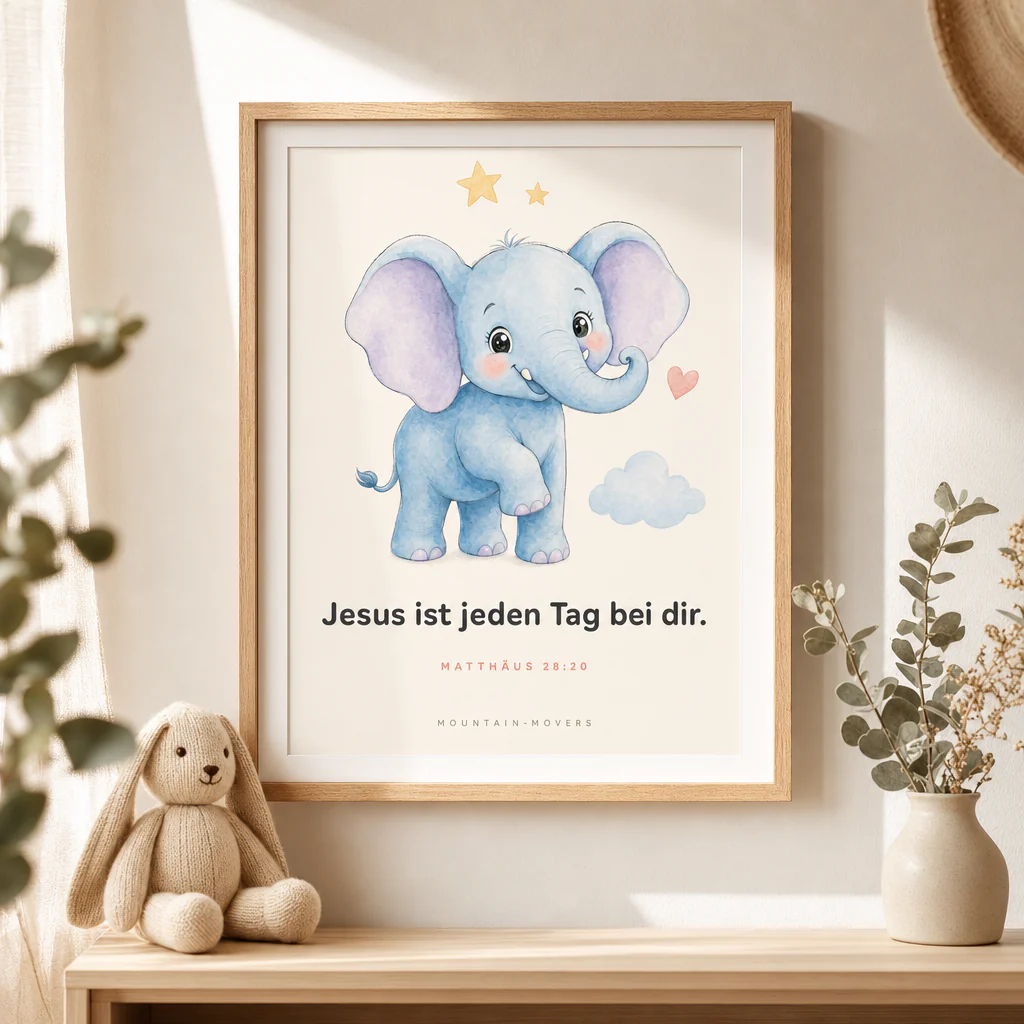 Jesus ist jeden Tag bei dir, Elefant Kinderposter A4 - Image 2