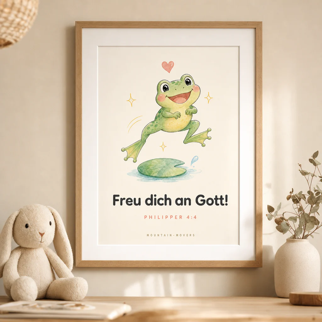 Freu dich an Gott, Frosch Kinderposter A4 - Image 2