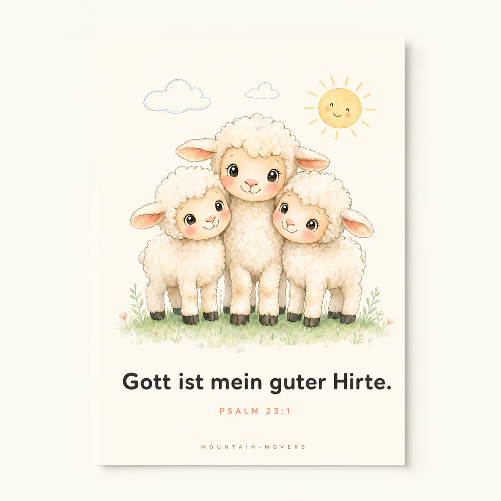 Gott ist mein guter Hirte, Schafe Kinderposter A4