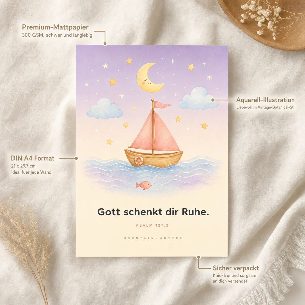 Gott schenkt dir Ruhe, Schiff Kinderposter A4 - Image 5