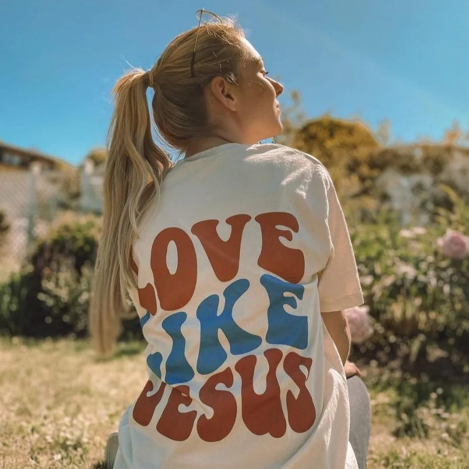 Love Like Jesus Oversized Shirt BackPrint - Image 3