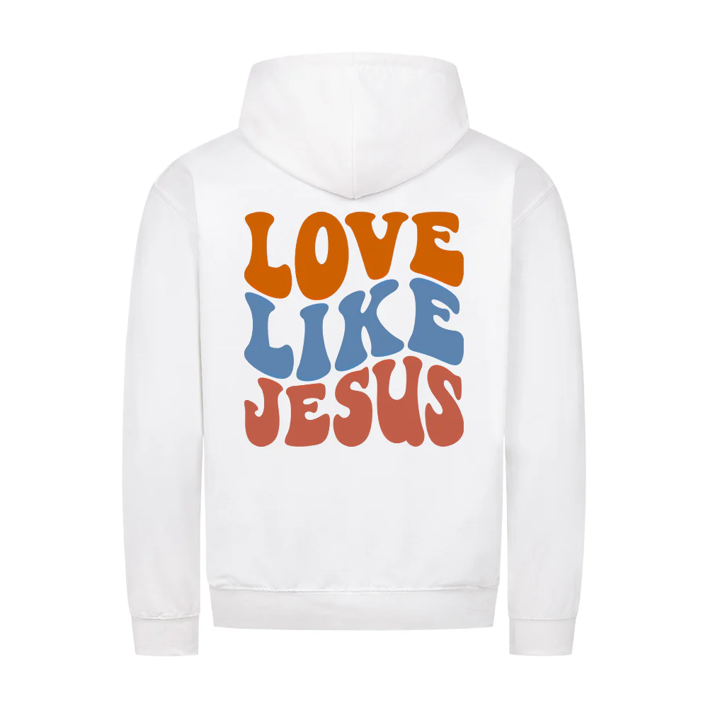 Love Like Jesus Wavy Zipper Hoodie Backprint - Image 3