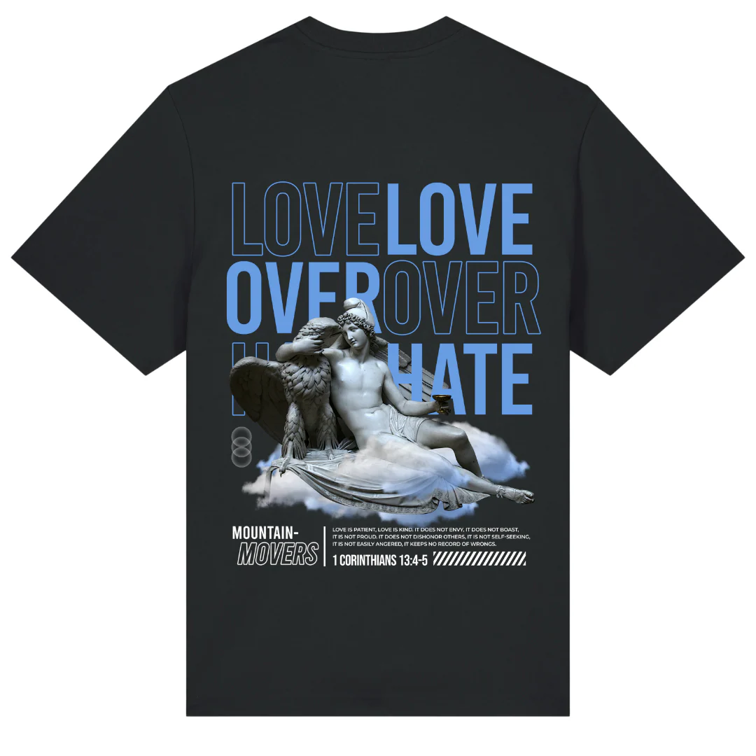 Love over Hate Oversized Shirt Front- & Backprint - Image 2