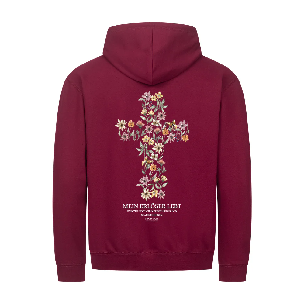 Mein Erlöser lebt Zipper Hoodie Backprint - Image 5