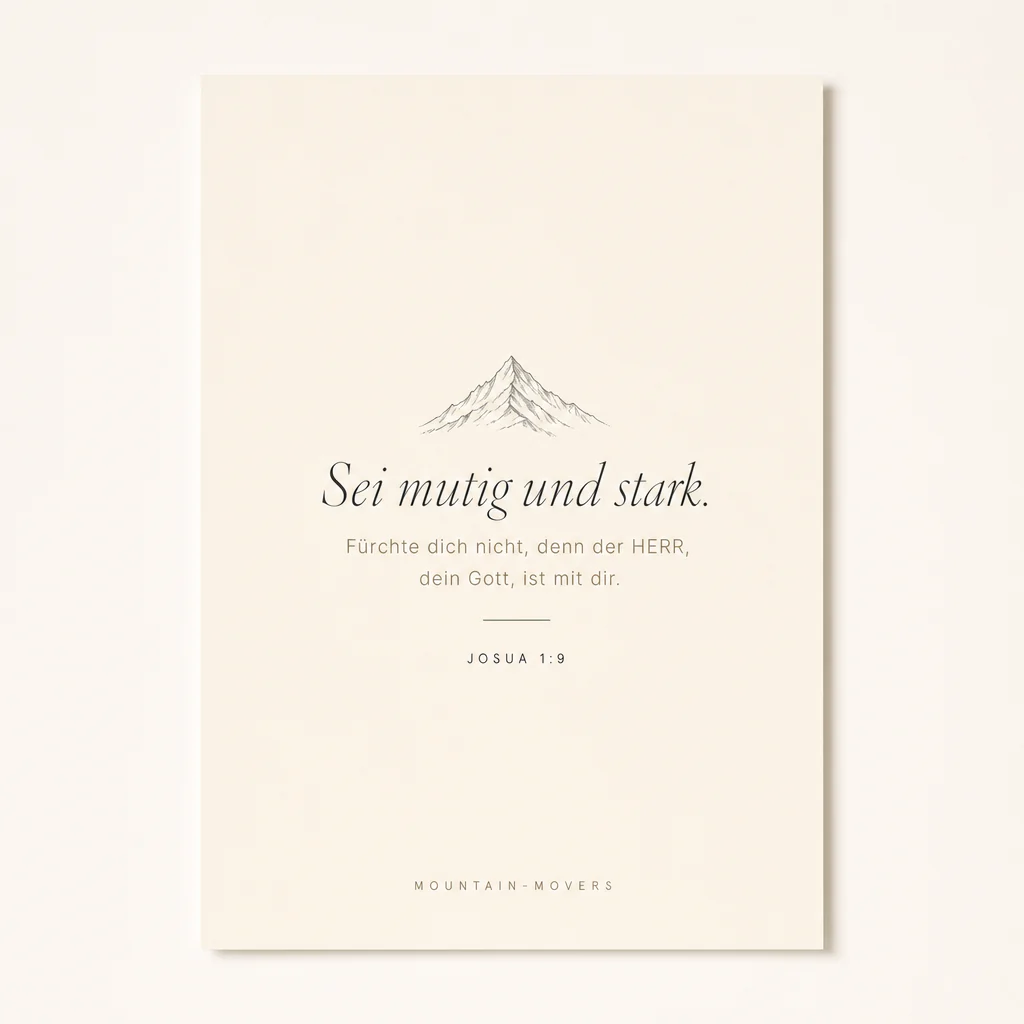 Sei mutig und stark, Berg Poster A4 - Image 3