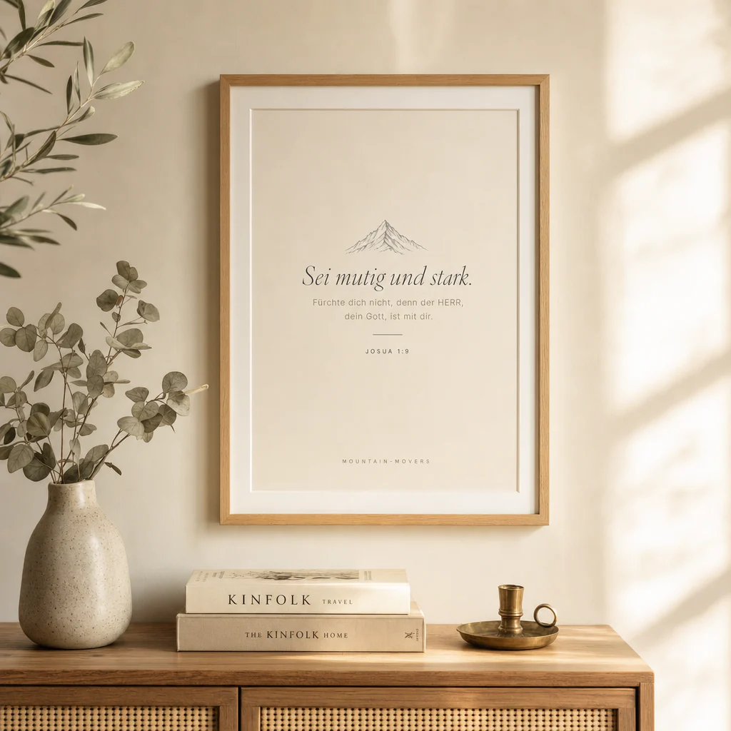 Sei mutig und stark, Berg Poster A4 - Image 4