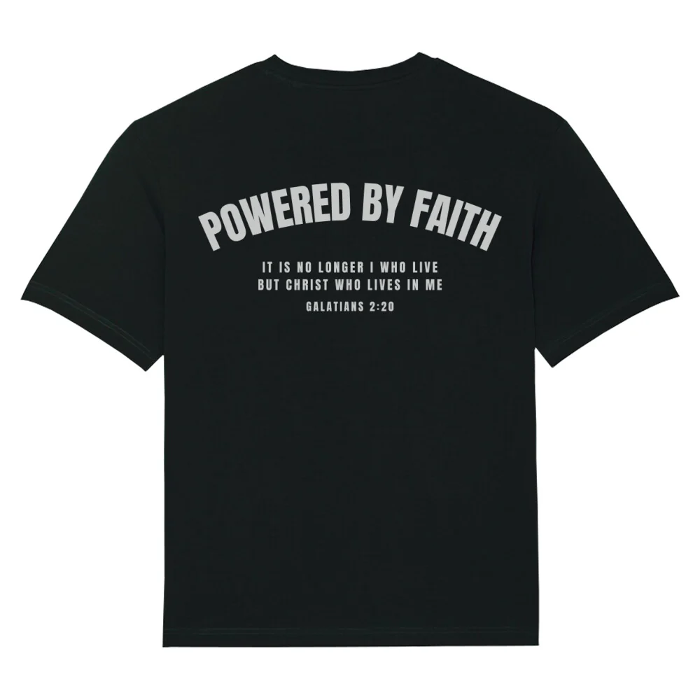 Powered by Faith Gym Oversized Shirt BackPrint - Image 2