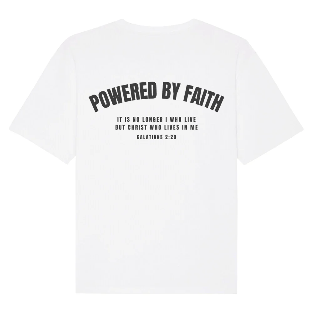 Powered by Faith Gym Oversized Shirt BackPrint - Image 5