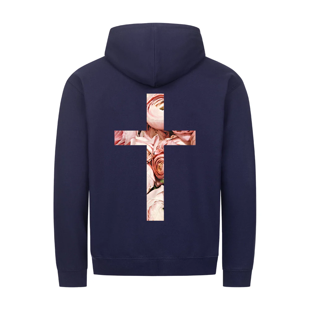 rose cross Zipper Hoodie Backprint - Image 7