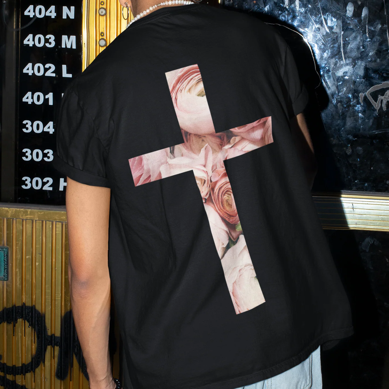 Rose Cross Oversized Shirt BackPrint - Image 3