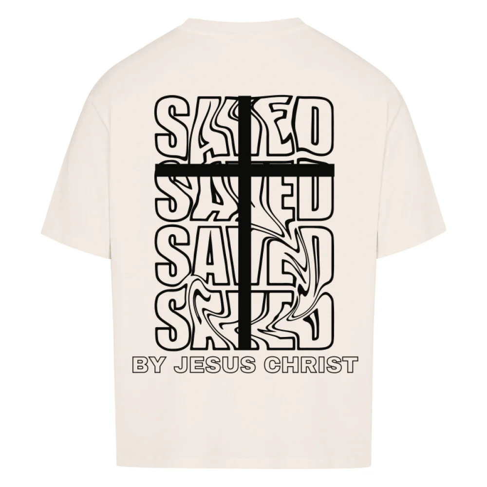 Saved by Jesus Premium Oversized T-Shirt BackPrint - Image 5