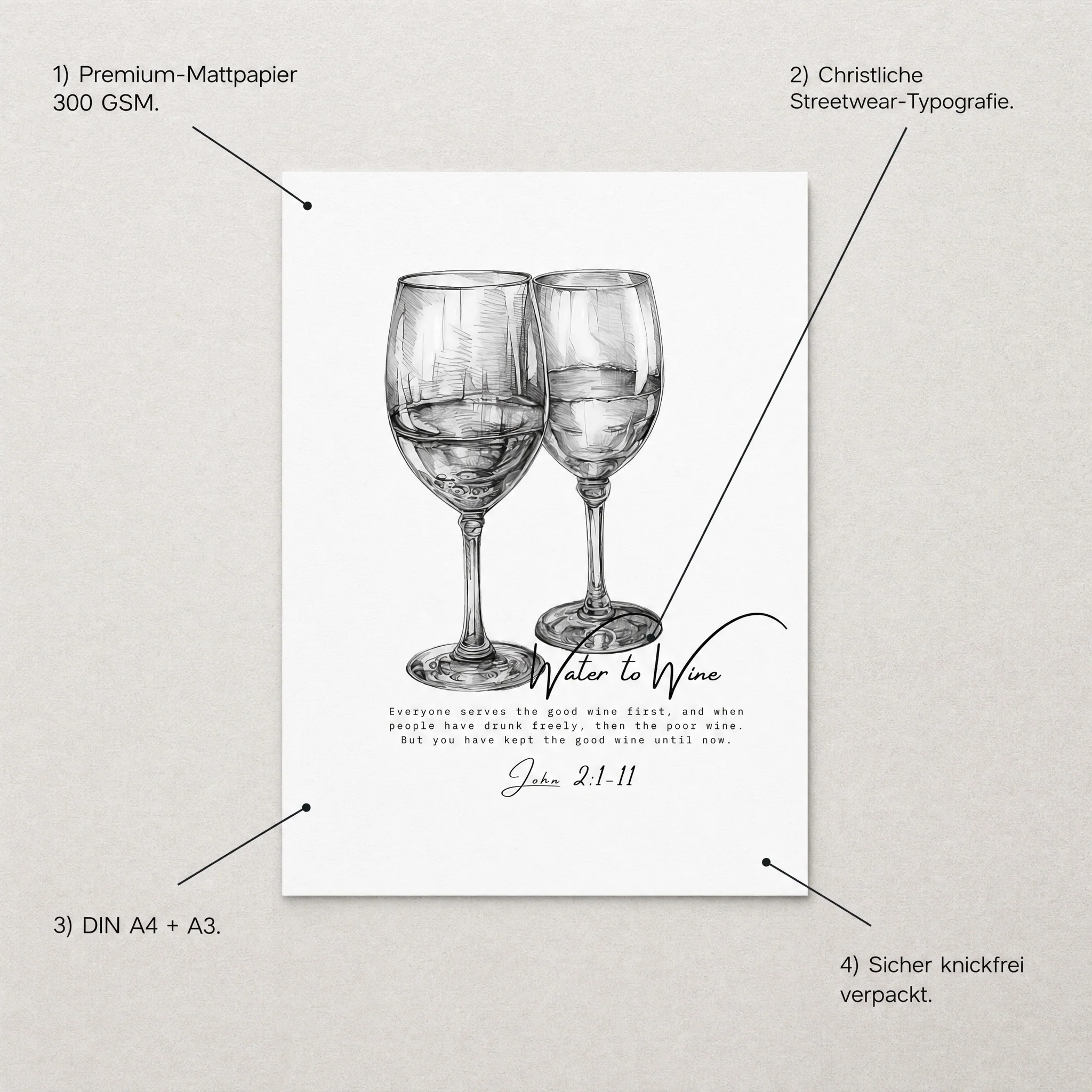 Water to Wine Sketch Poster A4 + A3 - Image 3