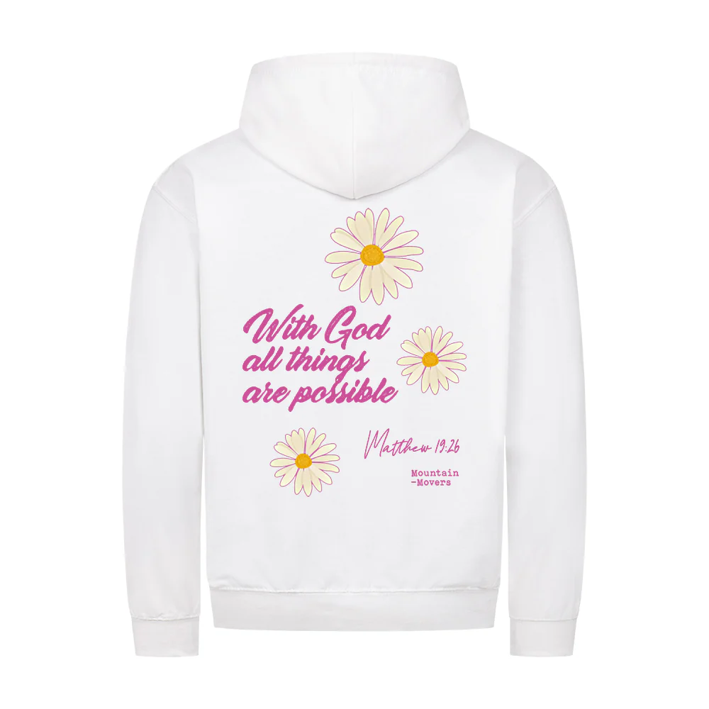 With God Flower Zipper Hoodie Backprint - Image 3