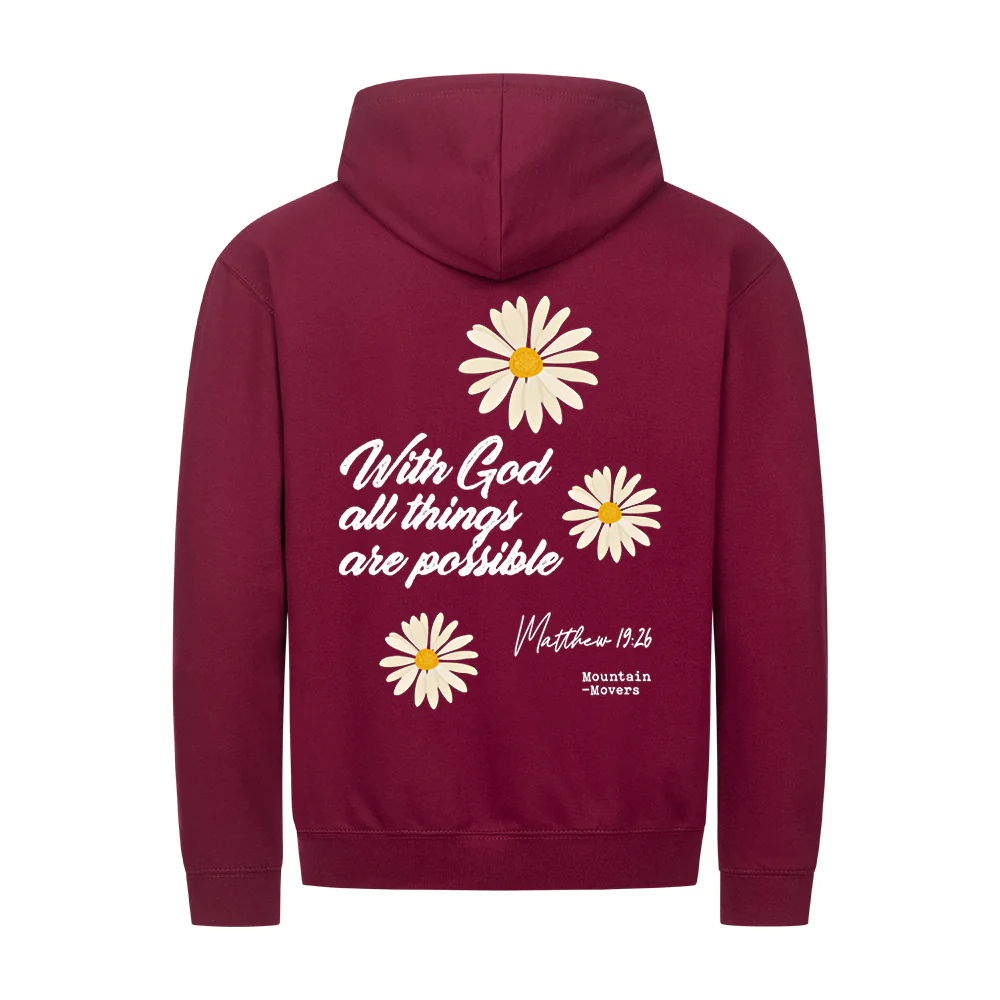 With God Flower Zipper Hoodie Backprint - Image 5